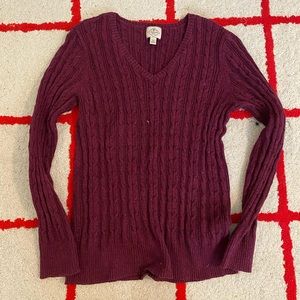 Oversized Maroon chunky knit v neck sweater